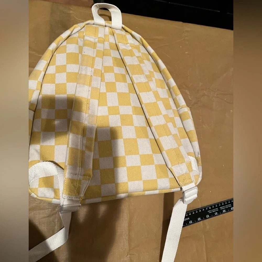 Wild Fable yellow & White check adjustable backpack with EarPods case